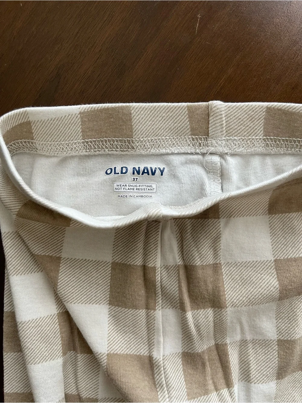 Old Navy Beige and Cream Buffalo Plaid Kids Pajama Set